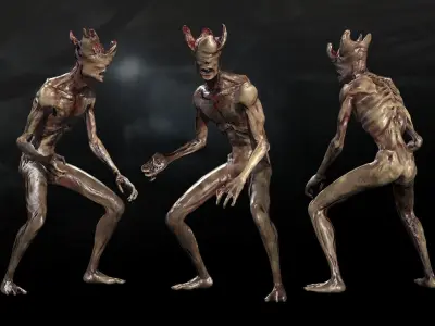 Mutant with open brain Free low-poly 3D model
