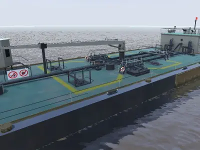 KSM barge 3d model Low-poly 3D model