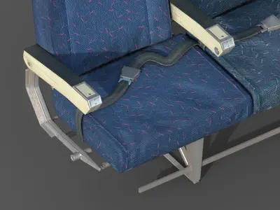 Old Airline Seats Low-poly 3D model