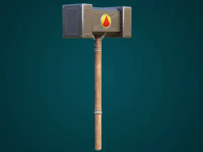 Battle Hammer 10 All PBR Unity UE V-Ray Textures Included Low-poly 3D model