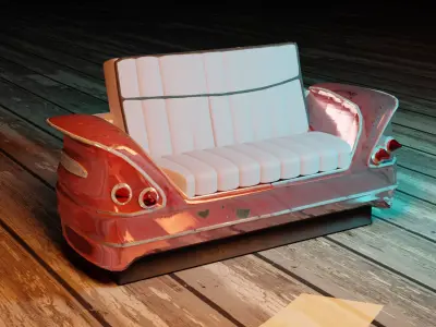Sofa with vehicle built up 3D model