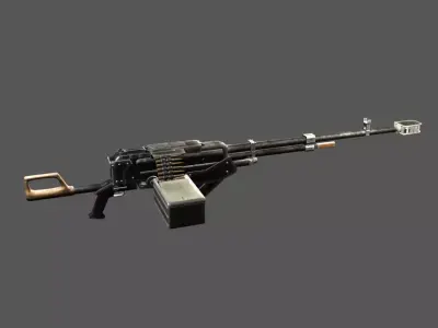 Kord machine gun game ready Low-poly 3D model