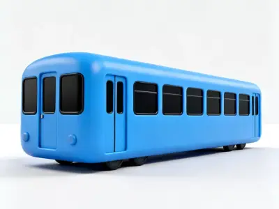 Stylized Cartoon Toy Train Blue Car 3D Model Low-poly 3D model