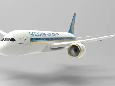 Airplane blue sky Low-poly 3D model