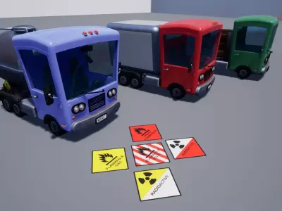 Stylized Truck Pack Low-poly 3D model