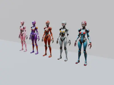 Futuristic Female Robot Assistant 3D model