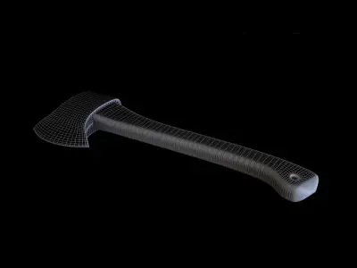 Simple Wooden Axe Low-poly 3D model