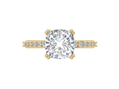 Cushion Solitaire Ring 3D print model