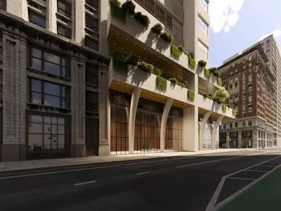 NYC Street with Modern Commercial Building  3D City Scene 3D model