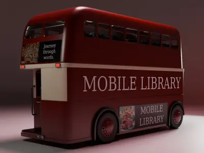 The Bookliner Rolling Library Express Mobile Library Low-poly 3D model
