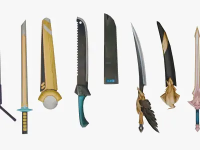 10 Stylized Sword Models Pack 3 - Low Poly Low-poly 3D model