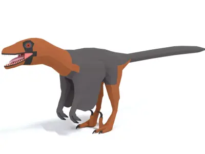 Low Poly Cartoon Achillobator Dinosaur Low-poly 3D model