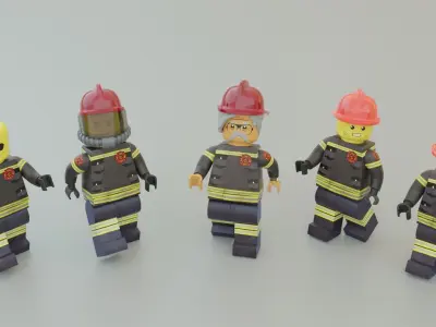 Lego Firefighters squad 3D model