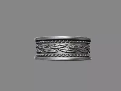 Ornate Floral Greek wedding band ring  3D print model