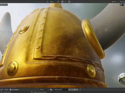 Gold Viking Helmet protective armor accessories 3D model