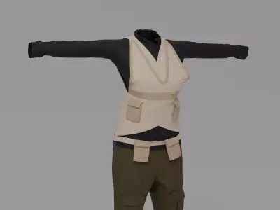 WW1 Fighter Pilot Woman Uniform Low-poly 3D model