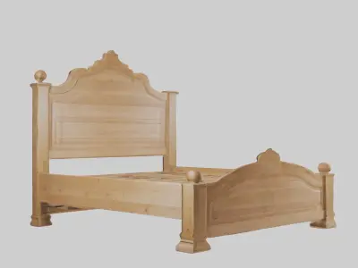 Wooden bed frame Low-poly 3D model