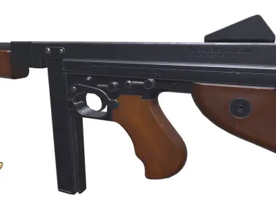 M1A1 Thompson SMG Low-poly Free low-poly 3D model