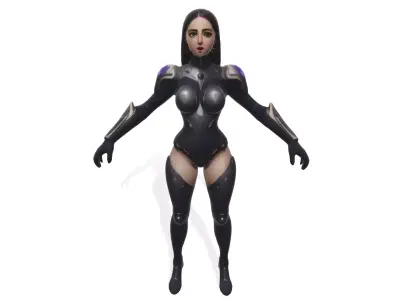 Eclipse Vanguard the Cyborg Female Warrior Low-poly 3D model