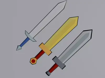 Stylized Cartoon Swords Low-poly 3D model