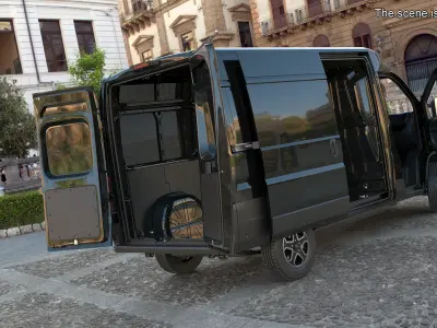  Black Fiat Ducato Small Van 2025 Rigged for Maya 