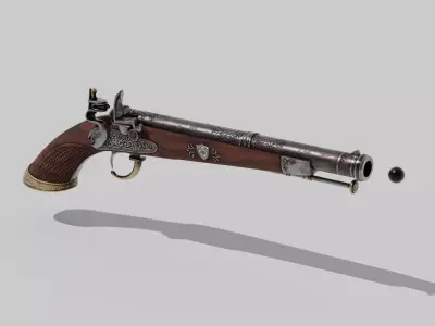 OB 00 19 vampire hunter main flintlock pistol Low-poly 3D model