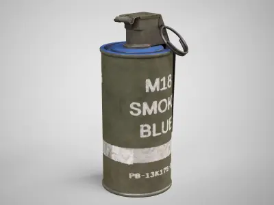 M18 Blue Smoke Hand Grenade AAA Game Ready Low-poly 3D model