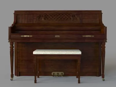 Kimball Artist Console Upright Piano 80 Antique Walnut 3D model