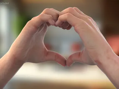 Male Hand Pair Forming Heart Shape 3D model