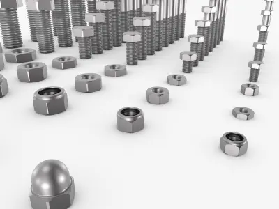 bolts and nuts collection 3D model by borgs
