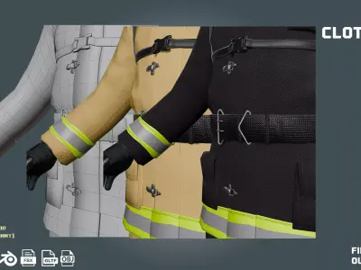 firefighter - clothyfic outfit Low-poly 3D model