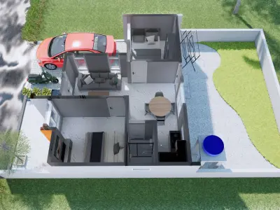 One floor Minimalist Modern House Design  3D model purchase