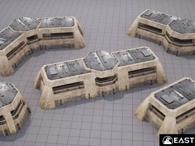 Sci-fi RTS Fortifications Pack 01 Low-poly 3D model