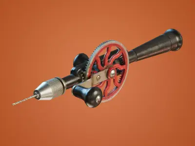 Old Hand Drill Low-poly 3D model get