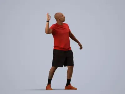 00373Carl008 - Adult Black male exercising in athletic wear for 3D model