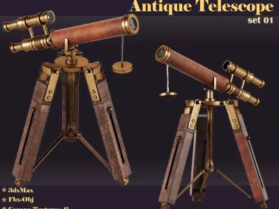antique telescope 01 3D model
