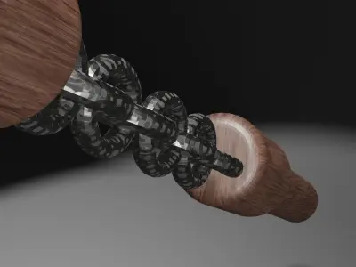 The nunchaku wooden sword Low-poly 3D model
