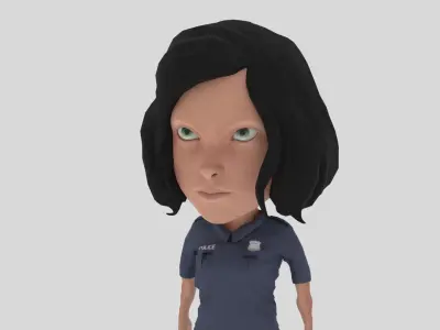 Cartoon Police Woman Low-poly 3D model