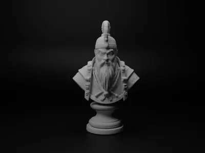 Mongol Shaman Warrior Bust Chess 3D print model