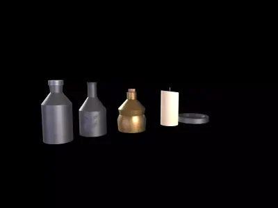 Beverage Bottle and Candle Low-poly 3D model