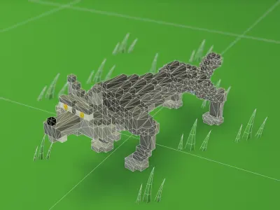 Voxel cartoon wolf game ready Low-poly 3D model