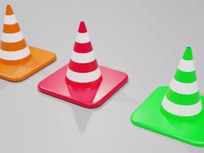 Low Poly Traffic Cone Pack  Game Ready PBR Asset FBX OBJ BLEND Low-poly 3D model