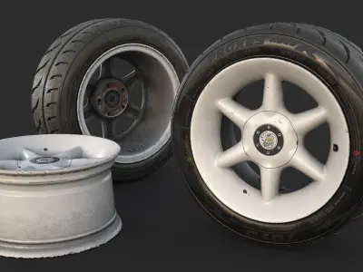 Rim RIAL RS85 and Tire TOYO Proxes R888 Low-poly 3D model