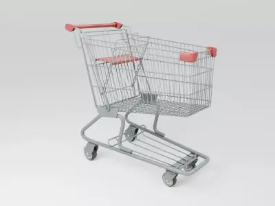 Grocery Shopping Cart Low-poly 3D model