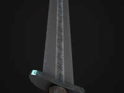 Scandinavian Battle Sword Low-poly 3D model