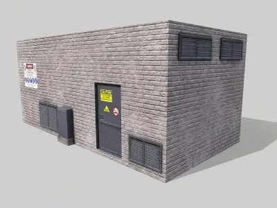 Chemical Explosive Wharehouse and Chemical Containers  Low-poly 3D model