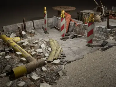 Urban Construction Props Pack UE5  Low-poly 3D model