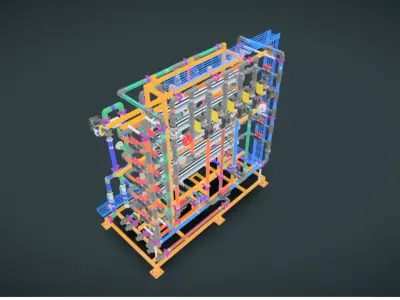 1000Lh RO System with Auto CIP with 4 Membranes 4040 3D model