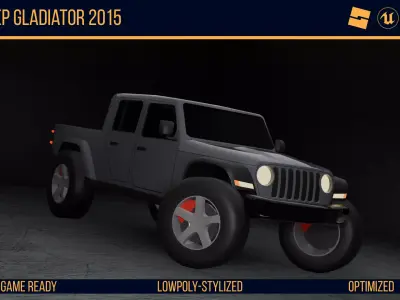Stylized Jeep Gladiator - Game Ready Low-poly 3D model