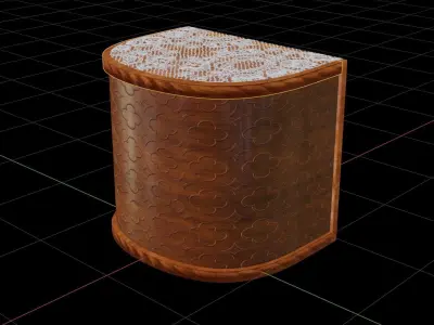 Wooden engraved angular table with classic lace 3D model